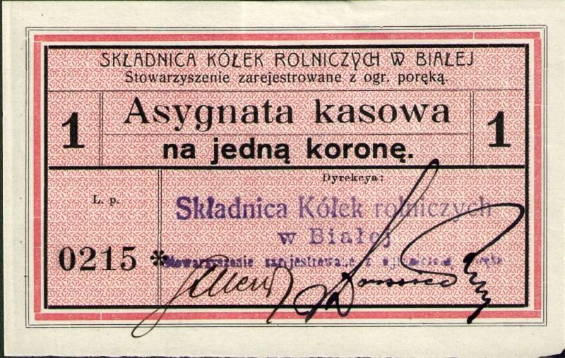 Асигнація касова на 1 корону