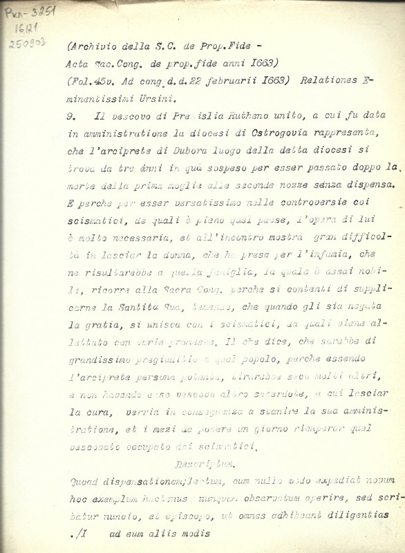 Archivio della S. C. de Prop. Fide. Acta Sac. Cong. de prop. fide anni 1663. [Vol. 32]. Fol. 45v, 73v, 153v. - Архів Священної Конгрегації Пропаганди Віри. Протоколи Св. Конгрегації за 1663 р. Том 32. Арк. 45v, 73v, 153v.