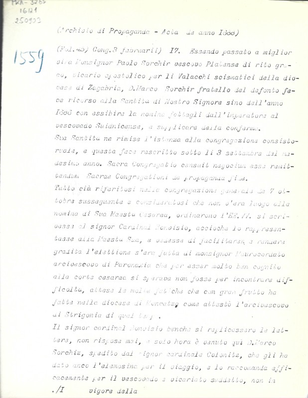 Archivio di Propaganda. Acta de anno 1688. [Vol. 58]. Fol. 45, 68. - Архів Священної Конгрегації Пропаганди Віри. Протоколи Св. Конгрегації за 1688 р. [Том 58]. Арк. 45, 68.