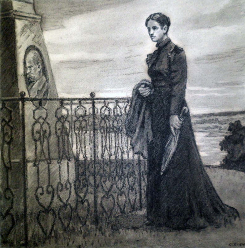 Ольга Кобилянська на могилі Кобзаря. Канів. 1899 р.