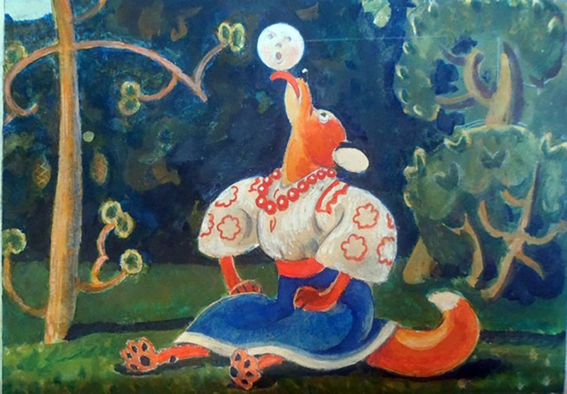 Лисиця з колобком на носі