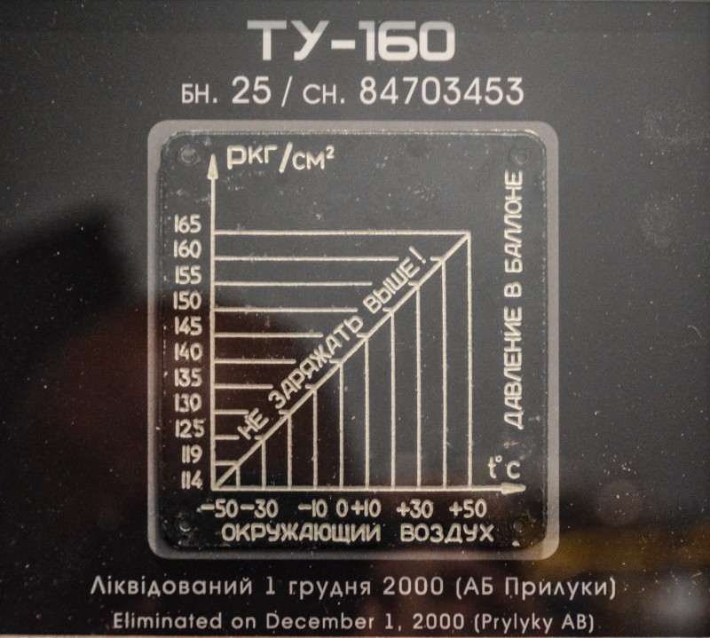 Табличка заводська з літака Ту-160, бортовий № 25, серійний № 84703453