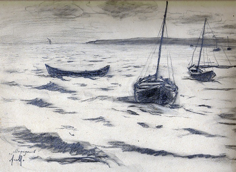 Море, човни, вечір